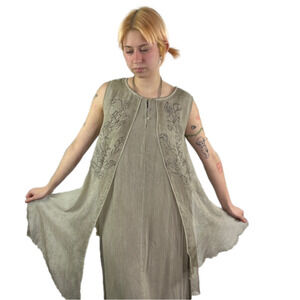 Minkas Taupe Lagenlook Maxi Apron Dress